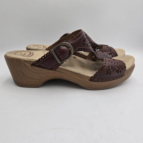 Dansko Shoes - Dansko Sapphire Women Sandal 8.5 Brown Leather Eyelet Comfort Floral Shoes EU 39